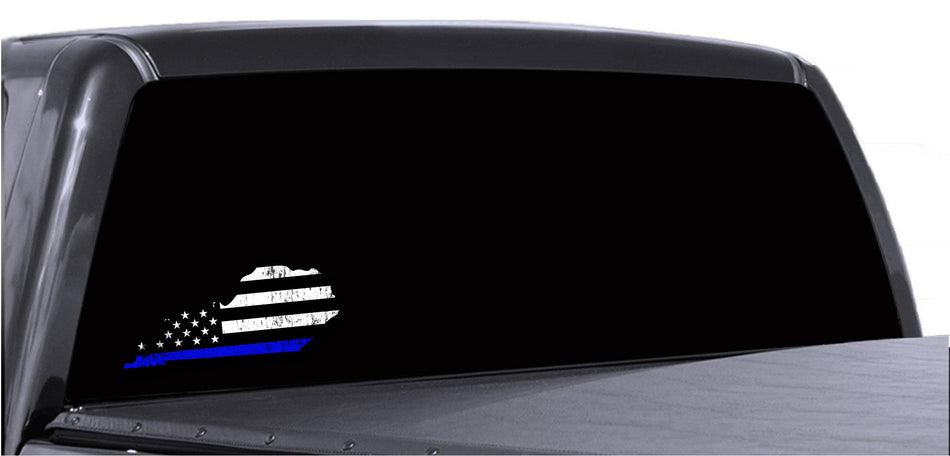 Kentucky Distressed Subdued US Flag Thin Blue Line/Thin Red Line/Thin Green Line Sticker. Support Police/Firefighters/Military