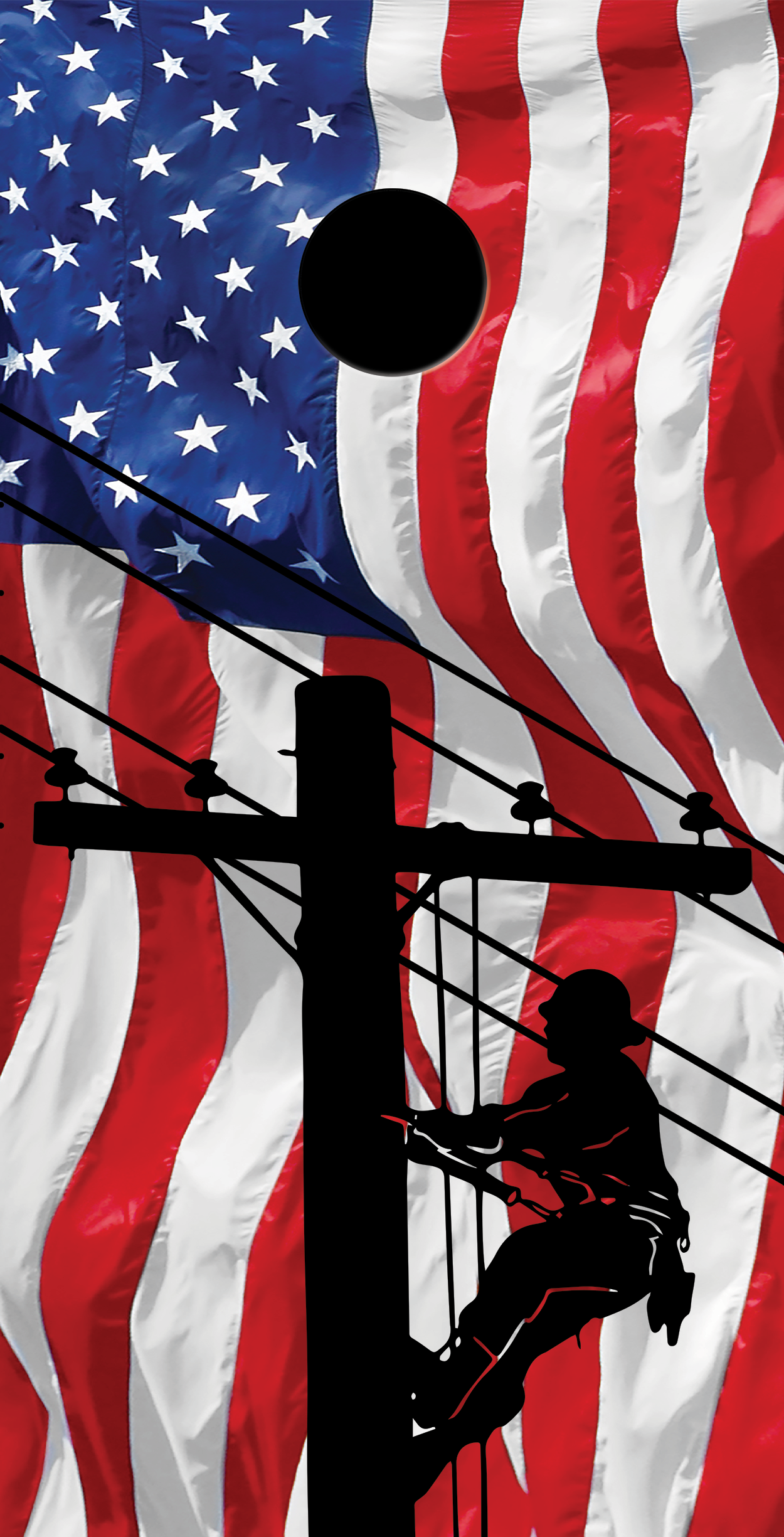 Lineman American Flag Custom Cornhole Vinyl Wrap
