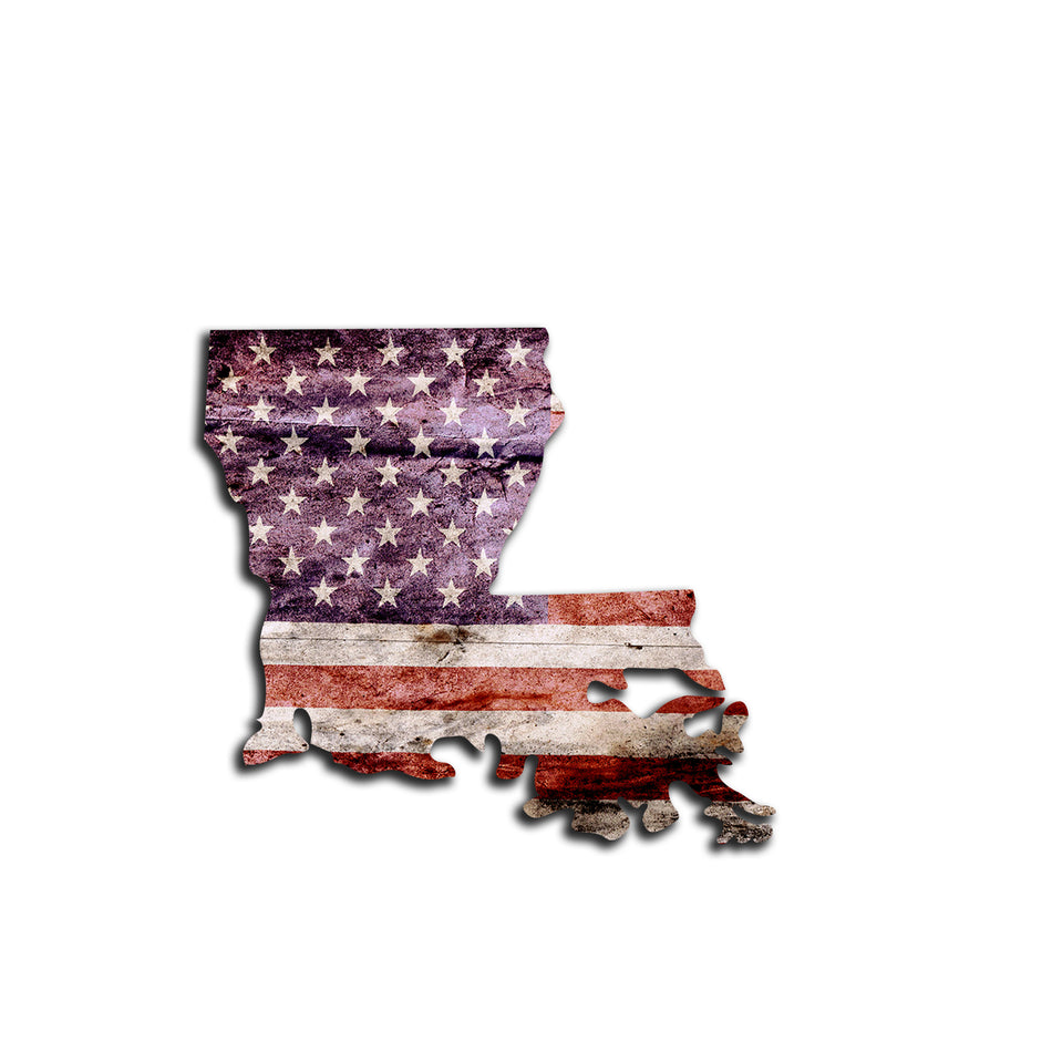 Louisiana Distressed Tattered Subdued USA American Flag Vinyl Sticker