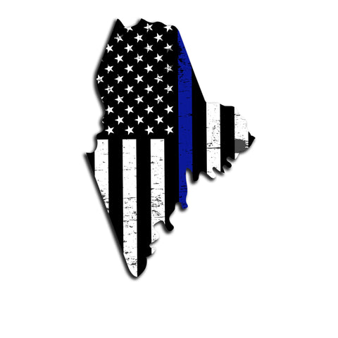 Maine Distressed Subdued US Flag Thin Blue Line/Thin Red Line/Thin Green Line Sticker. Support Police/Firefighters/Military
