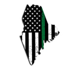 Maine Distressed Subdued US Flag Thin Blue Line/Thin Red Line/Thin Green Line Sticker. Support Police/Firefighters/Military