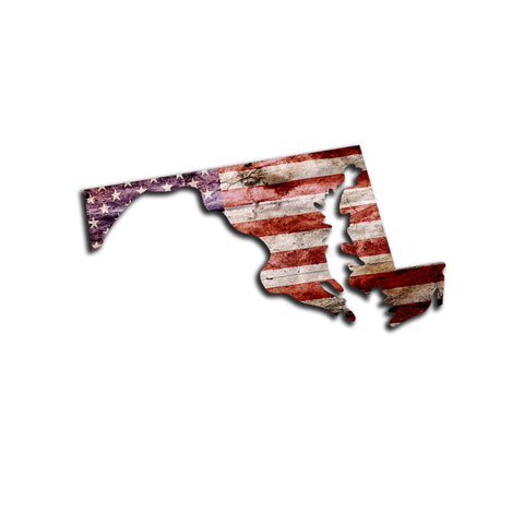 Maryland Distressed Tattered Subdued USA American Flag Vinyl Sticker