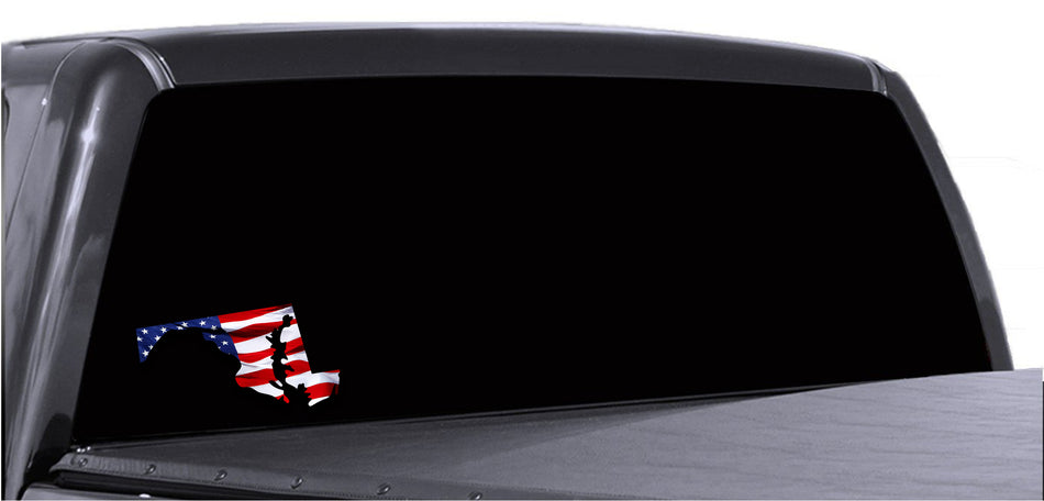 Maryland Waving USA American Flag. Patriotic Vinyl Sticker