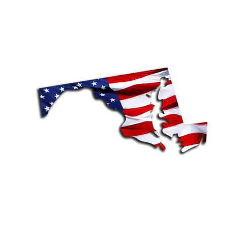 Maryland Waving USA American Flag. Patriotic Vinyl Sticker