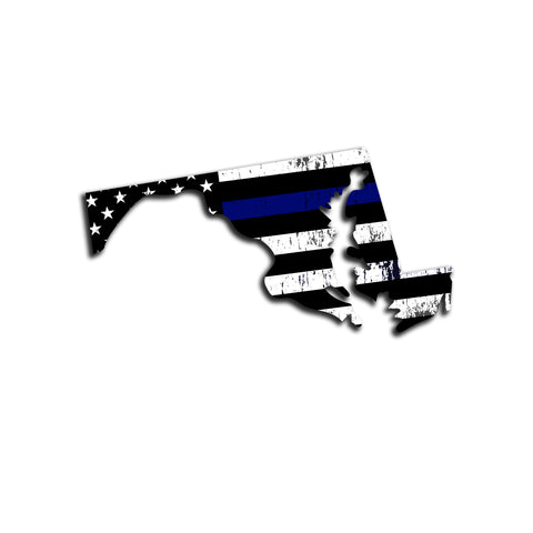 Maryland Distressed Subdued US Flag Thin Blue Line/Thin Red Line/Thin Green Line Sticker. Support Police/Firefighters/Military