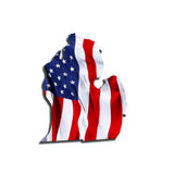Michigan Waving USA American Flag. Patriotic Vinyl Sticker