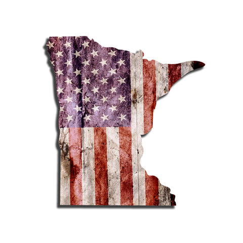 Minnesota Distressed Tattered Subdued USA American Flag Vinyl Sticker