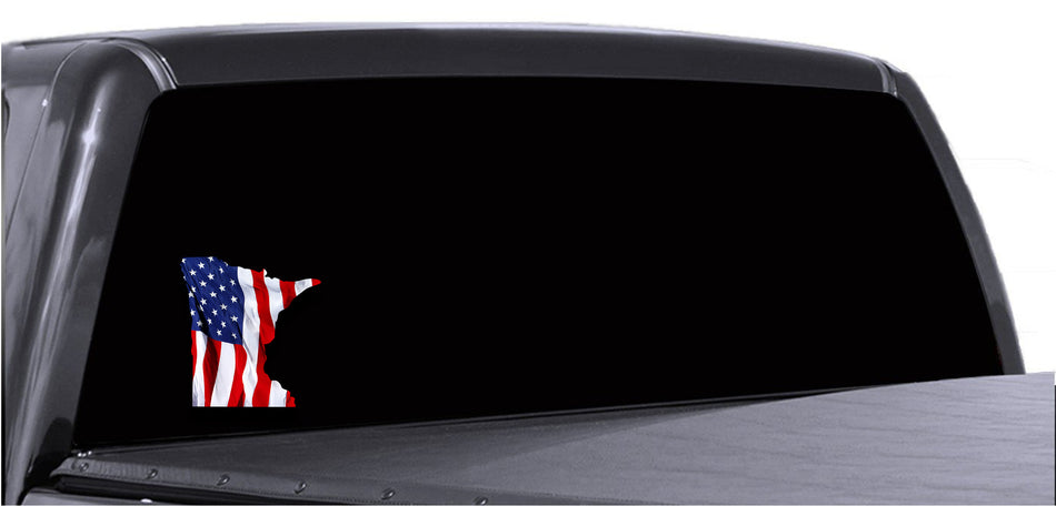 Minnesota Waving USA American Flag. Patriotic Vinyl Sticker