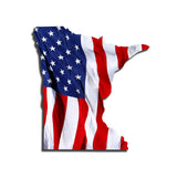 Minnesota Waving USA American Flag. Patriotic Vinyl Sticker