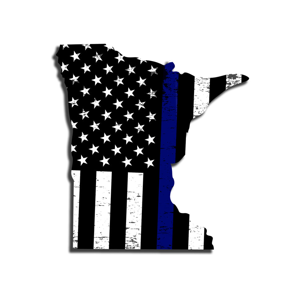 Minnesota Distressed Subdued US Flag Thin Blue Line/Thin Red Line/Thin Green Line Sticker. Support Police/Firefighters/Military