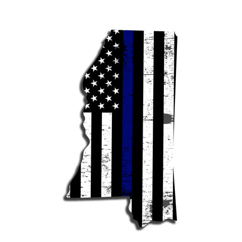 Mississippi Distressed Subdued US Flag Thin Blue Line/Thin Red Line/Thin Green Line Sticker. Support Police/Firefighters/Military