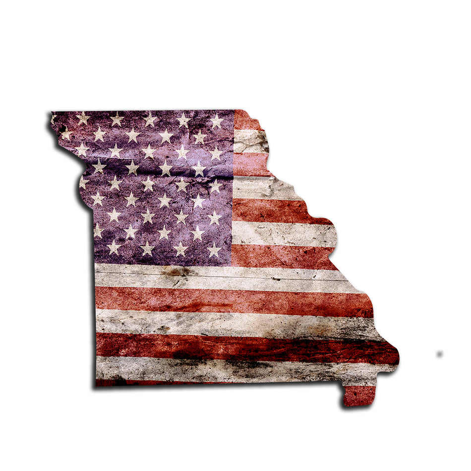 Missouri Distressed Tattered Subdued USA American Flag Vinyl Sticker