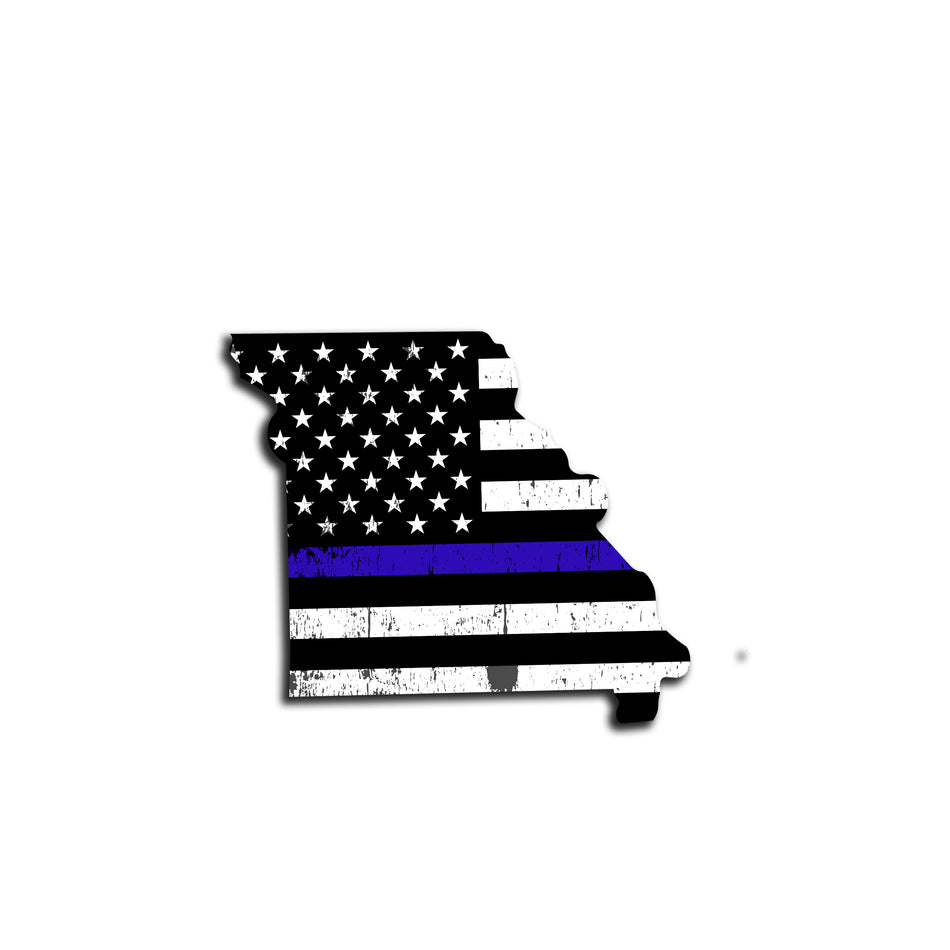 Missouri Distressed Subdued US Flag Thin Blue Line/Thin Red Line/Thin Green Line Sticker. Support Police/Firefighters/Military