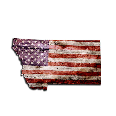 Montana Distressed Tattered Subdued USA American Flag Vinyl Sticker