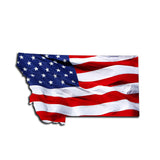 Montana Waving USA American Flag. Patriotic Vinyl Sticker