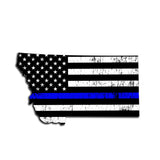 Montana Distressed Subdued US Flag Thin Blue Line/Thin Red Line/Thin Green Line Sticker. Support Police/Firefighters/Military