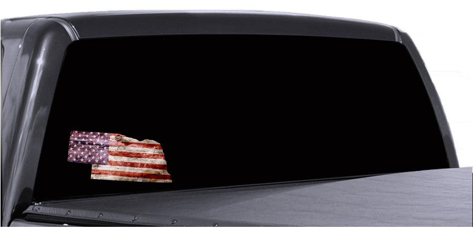 Nebraska Distressed Tattered Subdued USA American Flag Vinyl Sticker