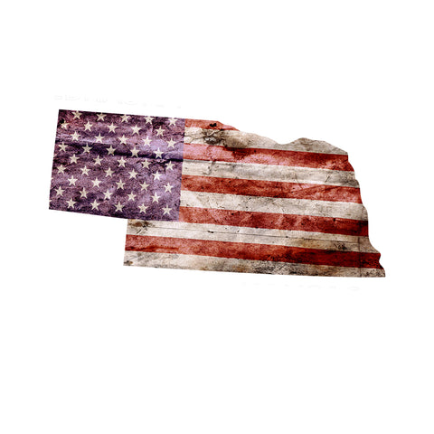 Nebraska Distressed Tattered Subdued USA American Flag Vinyl Sticker