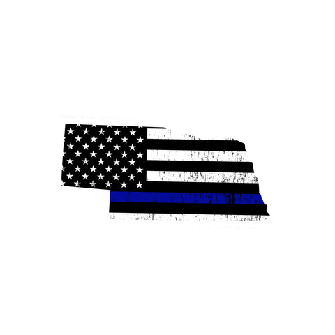 Nebraska Distressed Subdued US Flag Thin Blue Line/Thin Red Line/Thin Green Line Sticker. Support Police/Firefighters/Military