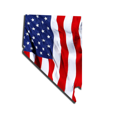 Nevada Waving USA American Flag. Patriotic Vinyl Sticker