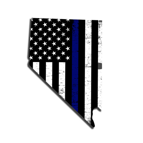 Nevada Distressed Subdued US Flag Thin Blue Line/Thin Red Line/Thin Green Line Sticker. Support Police/Firefighters/Military