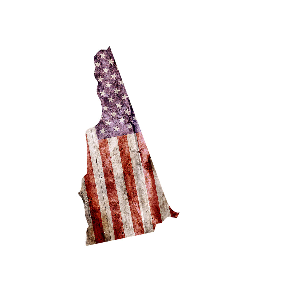 New Hampshire Distressed Tattered Subdued USA American Flag Vinyl Sticker
