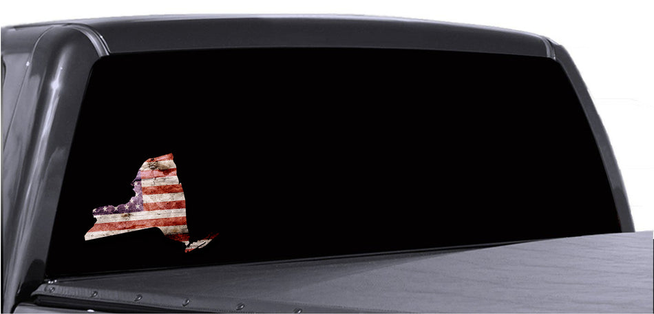 New York Distressed Tattered Subdued USA American Flag Vinyl Sticker