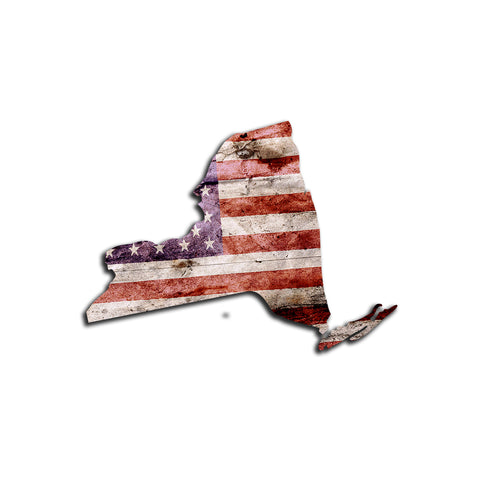 New York Distressed Tattered Subdued USA American Flag Vinyl Sticker