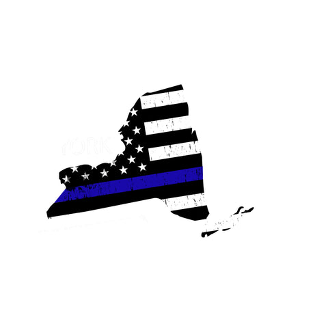 New York Distressed Subdued US Flag Thin Blue Line/Thin Red Line/Thin Green Line Sticker. Support Police/Firefighters/Military