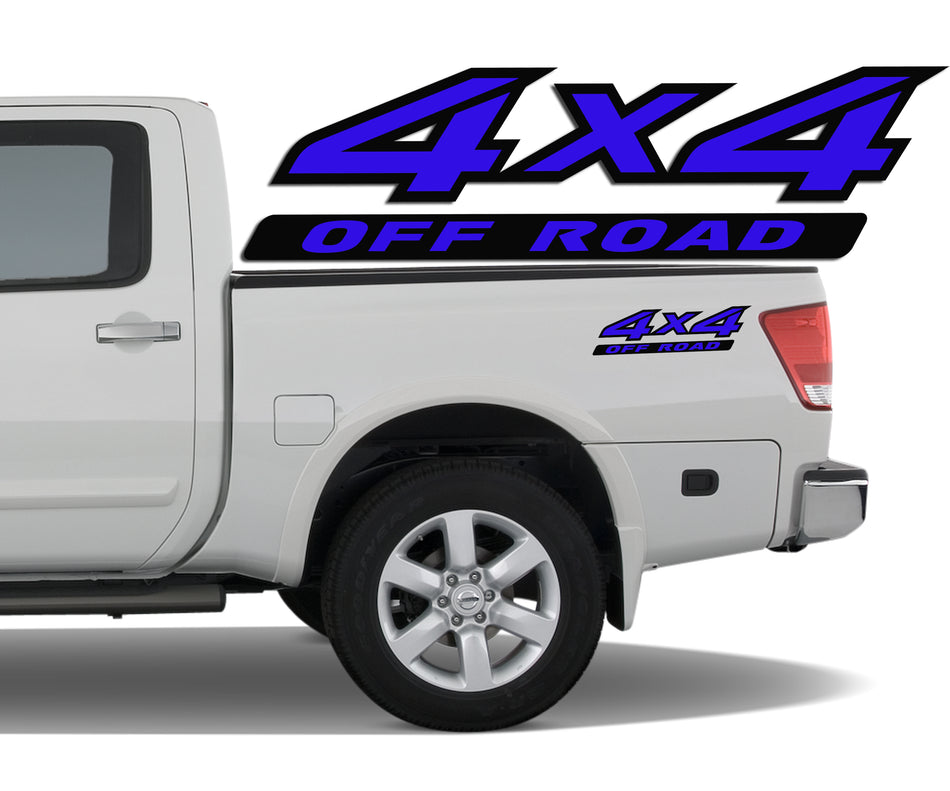 4x4 2 Color Off Road Bedside Vinyl Decals Stickers fits Nissan Titan King Crew Cab LE SE