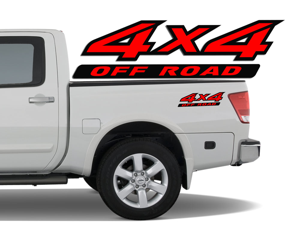 4x4 2 Color Off Road Bedside Vinyl Decals Stickers fits Nissan Titan King Crew Cab LE SE