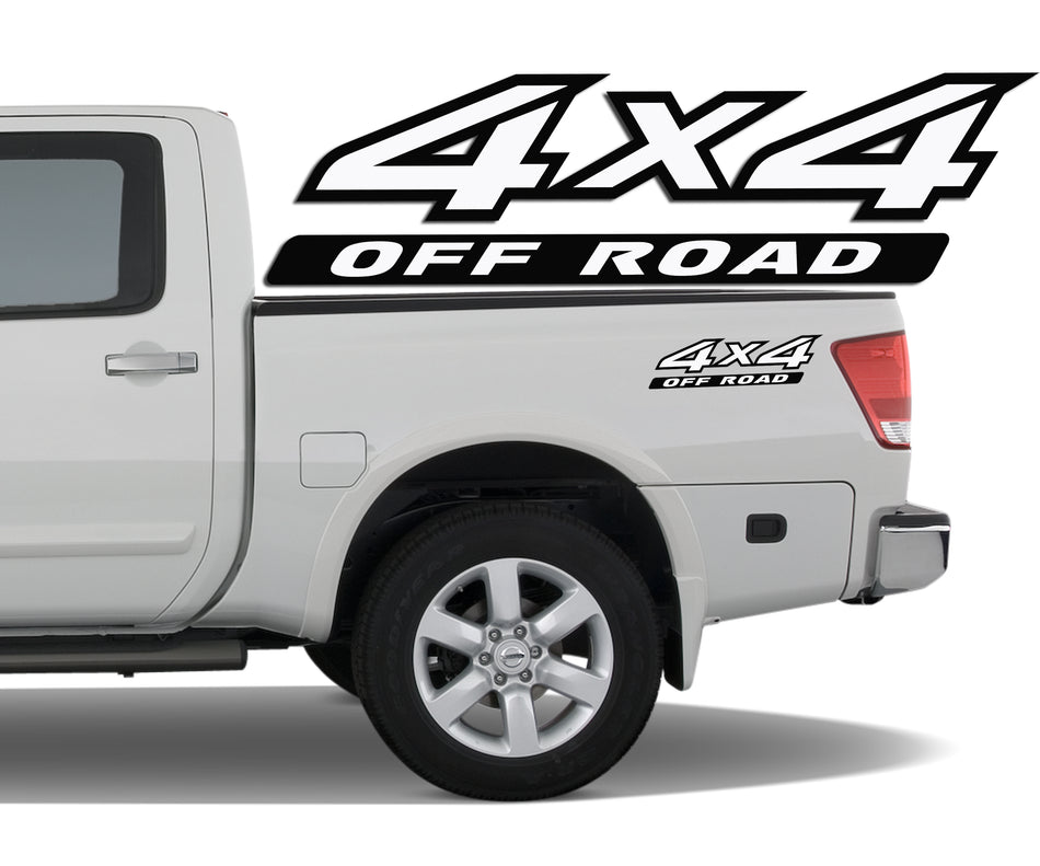 4x4 2 Color Off Road Bedside Vinyl Decals Stickers fits Nissan Titan King Crew Cab LE SE