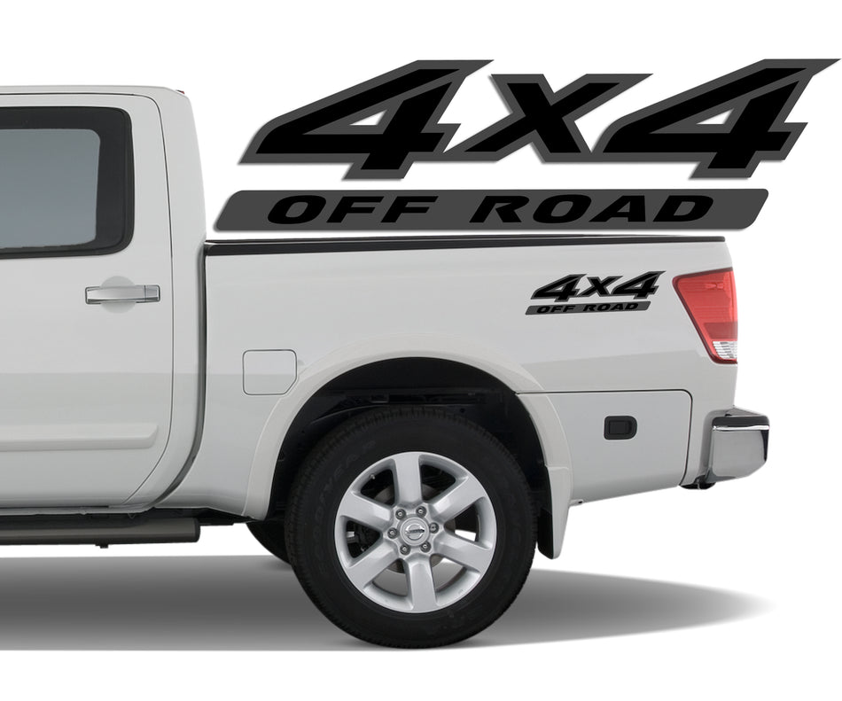 4x4 2 Color Off Road Bedside Vinyl Decals Stickers fits Nissan Titan King Crew Cab LE SE