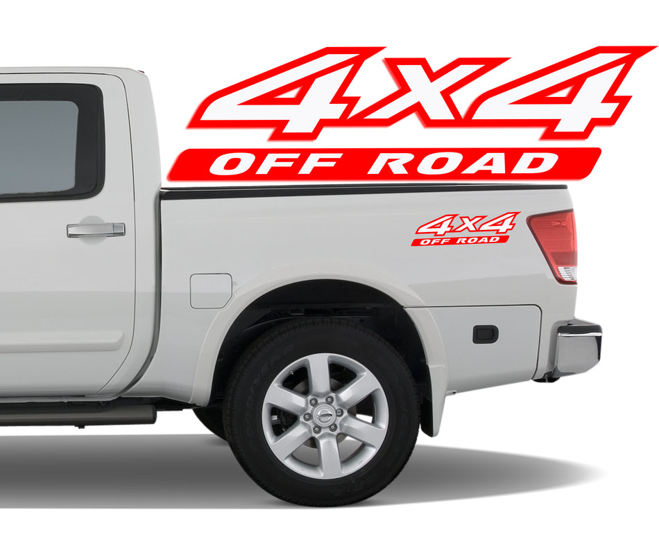 4x4 2 Color Off Road Bedside Vinyl Decals Stickers fits Nissan Titan King Crew Cab LE SE