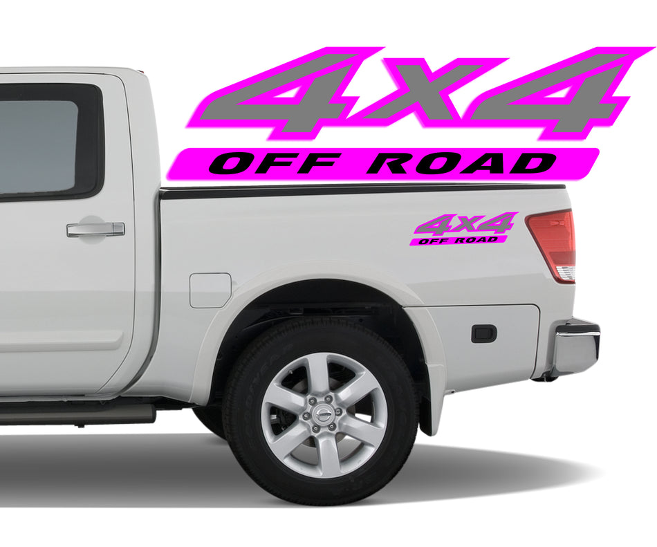 4x4 3 Color Off Road Bedside Vinyl Decals Stickers fits Nissan Titan King Crew Cab LE SE