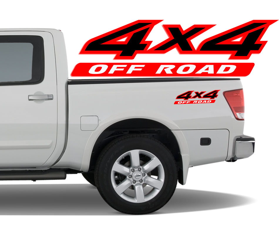 4x4 3 Color Off Road Bedside Vinyl Decals Stickers fits Nissan Titan King Crew Cab LE SE
