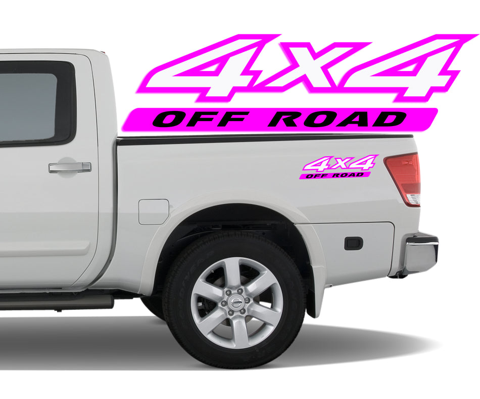 4x4 3 Color Off Road Bedside Vinyl Decals Stickers fits Nissan Titan King Crew Cab LE SE