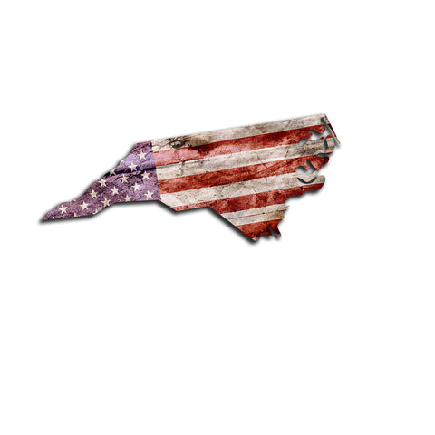 North Carolina Distressed Tattered Subdued USA American Flag Vinyl Sticker