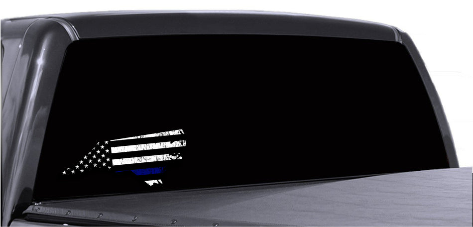 North Carolina Distressed Subdued US Flag Thin Blue Line/Thin Red Line/Thin Green Line Sticker. Support Police/Firefighters/Military