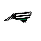 North Carolina Distressed Subdued US Flag Thin Blue Line/Thin Red Line/Thin Green Line Sticker. Support Police/Firefighters/Military