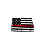 North Dakota Distressed Subdued US Flag Thin Blue Line/Thin Red Line/Thin Green Line Sticker. Support Police/Firefighters/Military