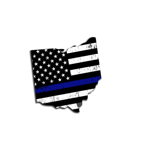 Ohio Distressed Subdued US Flag Thin Blue Line/Thin Red Line/Thin Green Line Sticker. Support Police/Firefighters/Military