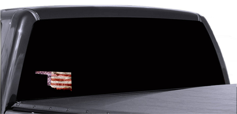 Oklahoma Distressed Tattered Subdued USA American Flag Vinyl Sticker