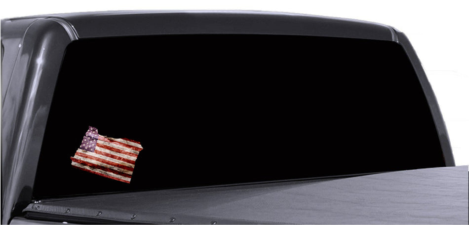 Oregon Distressed Tattered Subdued USA American Flag Vinyl Sticker