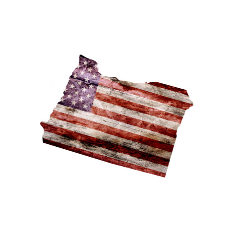 Oregon Distressed Tattered Subdued USA American Flag Vinyl Sticker