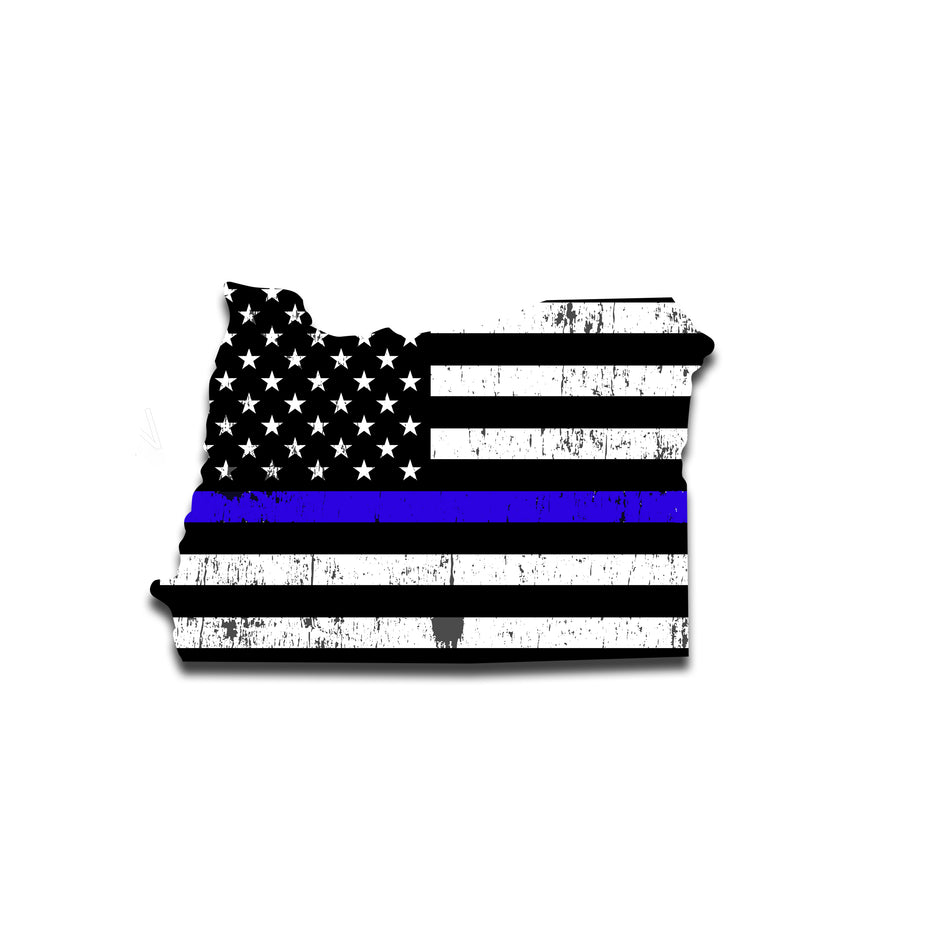 Oregon Distressed Subdued US Flag Thin Blue Line/Thin Red Line/Thin Green Line Sticker. Support Police/Firefighters/Military