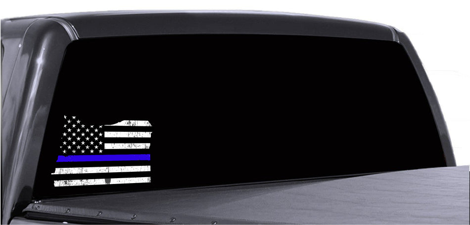 Oregon Distressed Subdued US Flag Thin Blue Line/Thin Red Line/Thin Green Line Sticker. Support Police/Firefighters/Military