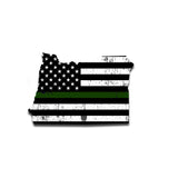 Oregon Distressed Subdued US Flag Thin Blue Line/Thin Red Line/Thin Green Line Sticker. Support Police/Firefighters/Military