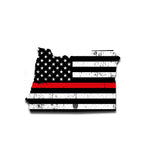 Oregon Distressed Subdued US Flag Thin Blue Line/Thin Red Line/Thin Green Line Sticker. Support Police/Firefighters/Military