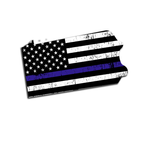 Pennsylvania Distressed Subdued US Flag Thin Blue Line/Thin Red Line/Thin Green Line Sticker. Support Police/Firefighters/Military